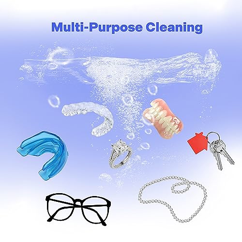 Image of Ultrasonic Retainer Cleaner Machine with UV Lights for Invisalign, Aligner, Night Guard, Denture, Whitening Tray, Mouth Guard and Toothbrush Head - Dental Ultrasonic Cleaning Pod