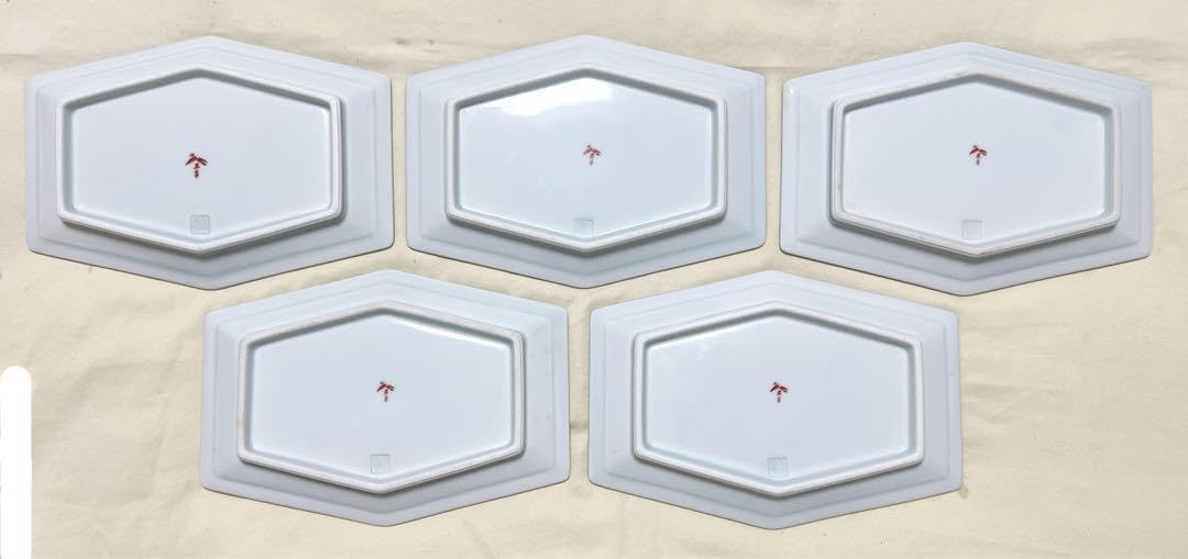 林九郎窯 古伊万里風 青海波地紋雪輪 銘々皿 5枚組 波佐見焼 波佐見焼