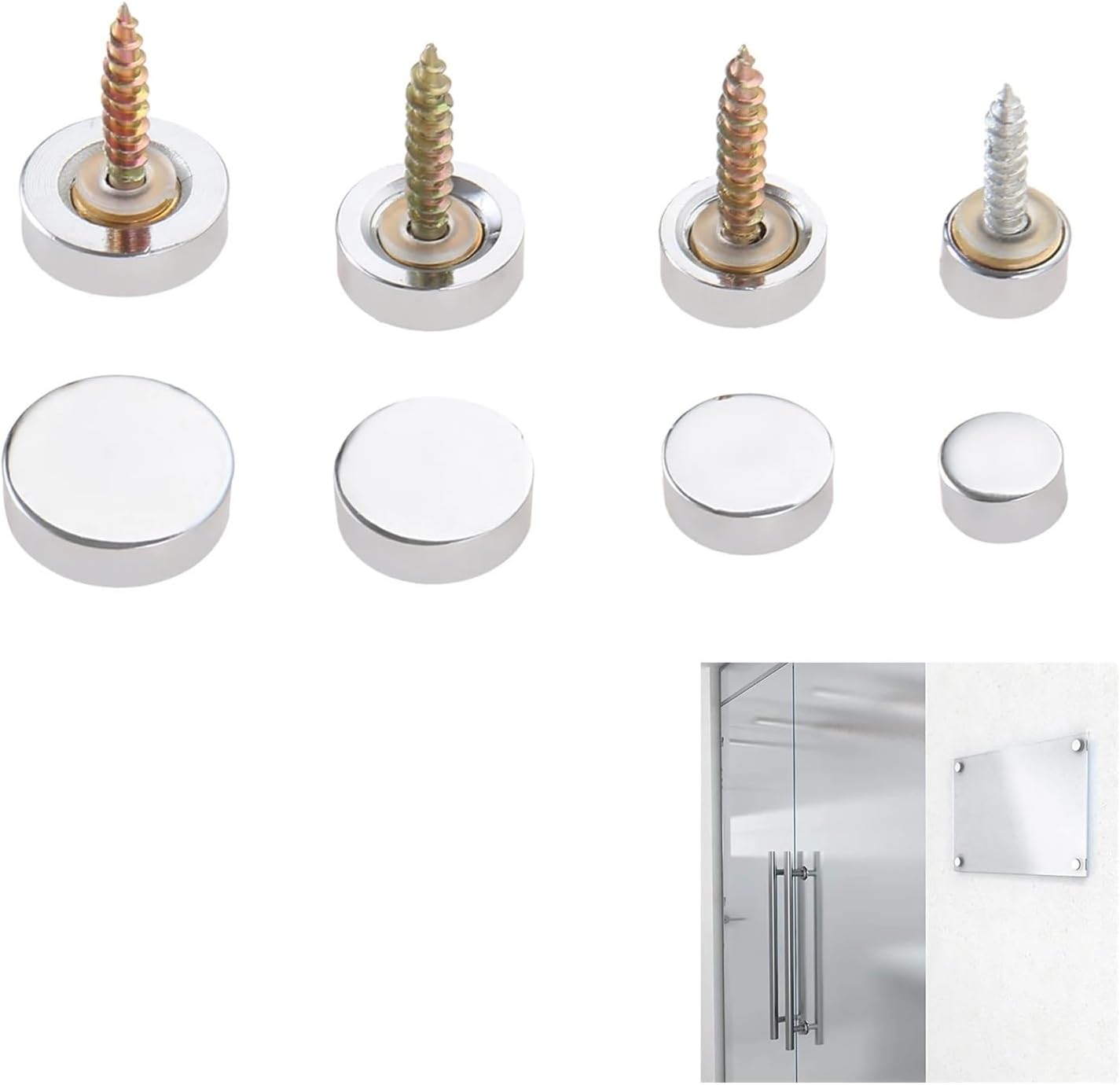 40 Pcs Polished Chrome Decorative Mirror Nails Copper Advertising Sign Screw Cover Fasteners For Furniture Hardware(18mm)
