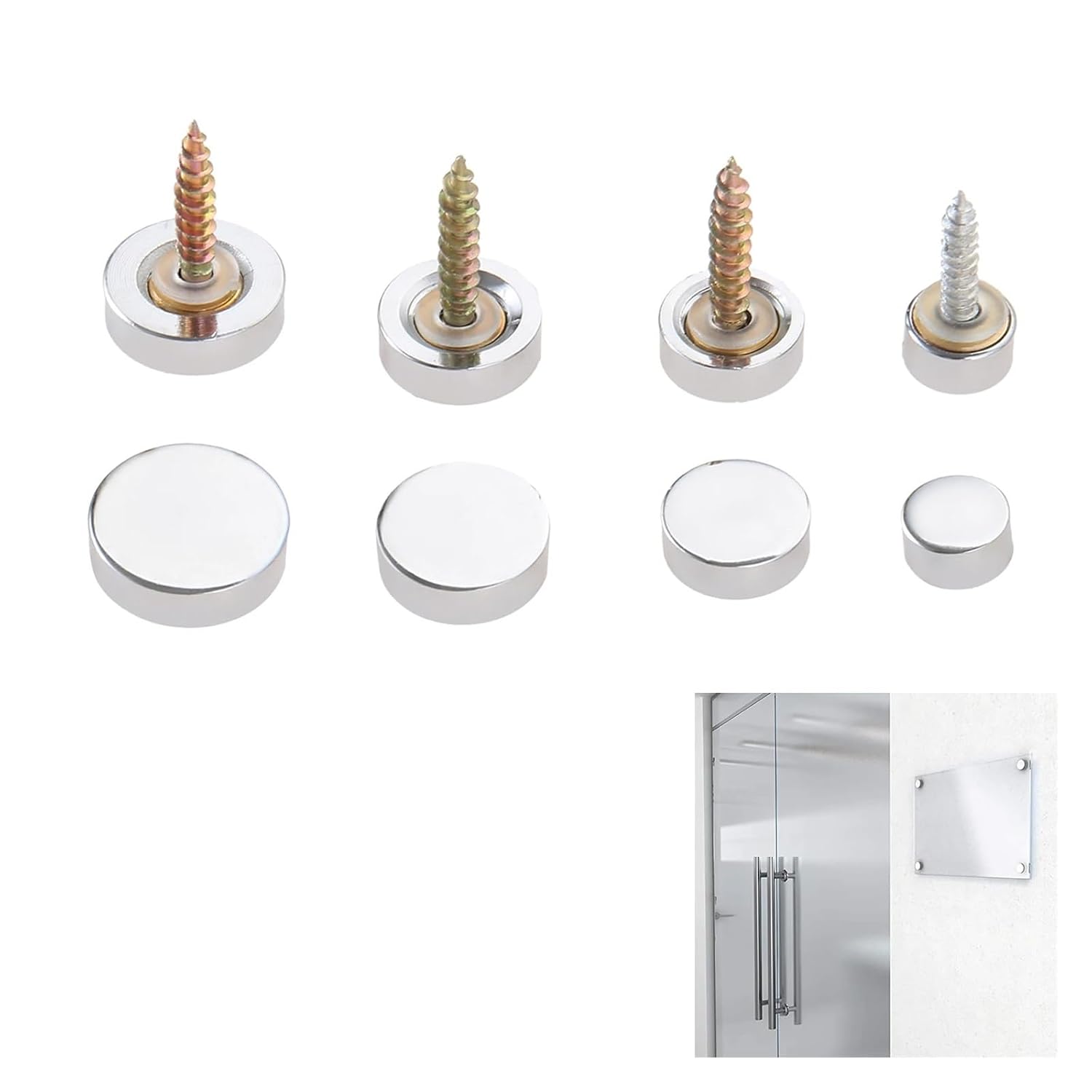 4Pcs Polished Chrome Decorative Mirror Nails Advertising Sign Screw Cover Fasteners for Furniture Hardware(18mm)