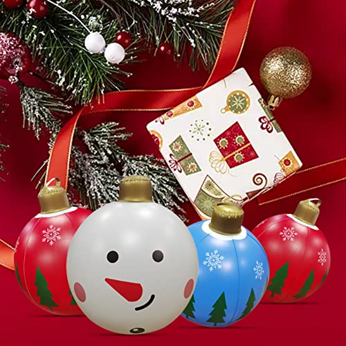 Grebest Giant Christmas Inflatable Ball Ornaments,23.62" Exquisite Pvc Balls Waterproof Multi-Colored Christmas For Holiday Outdoor Xmas Trees Decorations Clear One Size #TOP2