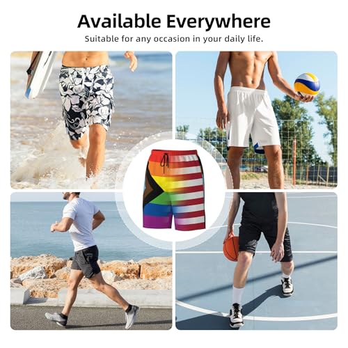 American Gay Rainbow Flag Mens Summer Seabeach Casual Shorts Seaside Surfing Swim Trunks Beach Pants3