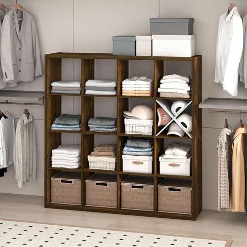 Image of Furinno Cubic Extra Thick 16-Cube Closet Organizers and Storage, Amber Pine | 14.6 x 58 x 58 in, Open Shelf Closet Storage, Closet Organizer, for Wardrobe, Bedroom, Living Room