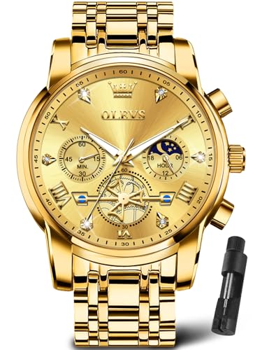 Image of OLEVS Watches for Men Luxury Dress Stainless Steel Waterproof Chronograph