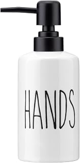 FE Hand Soap Dispenser, 10oz Hand Soap Dispenser for Bathroom, Bathroom Soap Dispenser with Plastic Pump, Ceramic White Soap Pump(Hands)