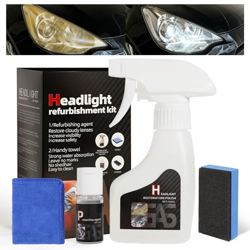 FAVIRZCE Car Headlight Restoration Kit: Cleaner Restore Headlamp Clear from Yellowing & Oxidation in Minutes Waterproof Gloss Finish - Restoration Fluid Kit for Automotive Trucks RVs Motorcycles