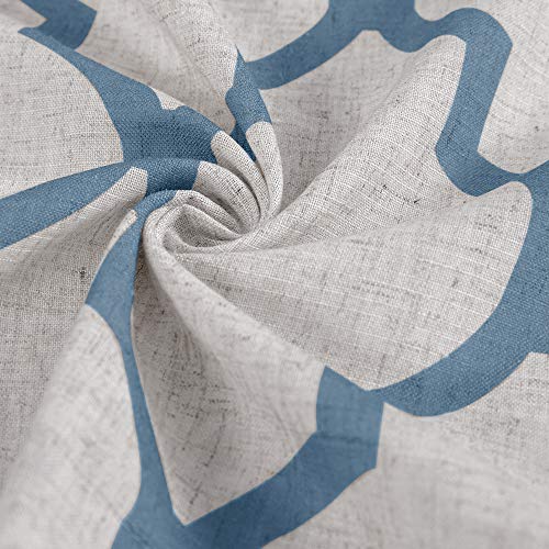 Jinchan Moroccan Printed Tie Up Shade Curtains Rod Pocket Drapes Multicolor Medallion Flax Living Room's Small Window Curtains 1 Panel 54 Inch Length Blue On Beige #TOP5