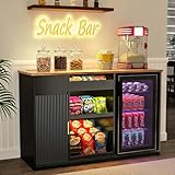 GDLF Snack Bar Cabinet with Fridge Space, Snack Organizer with Storage and Candy Display Shelf, Coffee Station for Home Theater or Game Room, 51.2