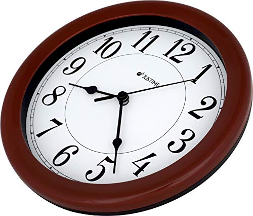 Ishiwa 8.5 Inch Simply High-End Plastic Decorative Wall Clock, Water Resistant, Special For Small Space, Office, Boats, Rv (W86067 Burgundy) #TOP1