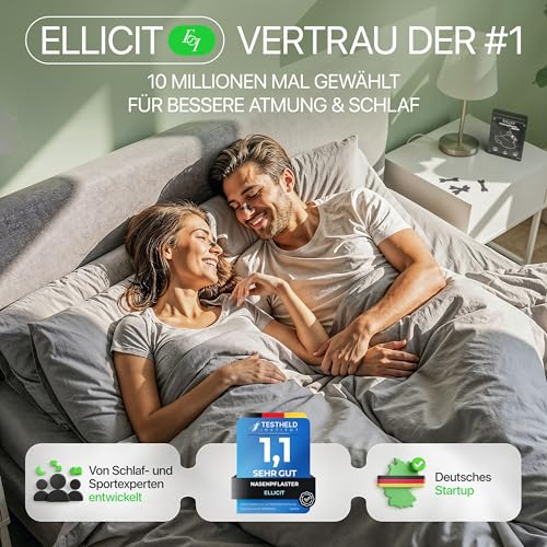 Ellicit Nasenpflaster Schwarz, 30er Pack Premium Nasenstrips, gegen Schnarchen, Extra Halt für Sport & bessere Schlafqualität, besser Atmen bei verstopfter Nase, Nasal Strips (Performance)