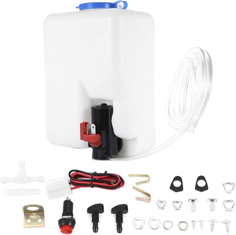 ChaChiHu Universal Car Windshield Glass Wiper Systems Washer Tank Water Pump Bottle Reservoir Installation Kit
