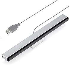 for USB Wii Sensor Bar, Infrared IR Ray Motion Sensor Signal Receiver for Nintendo Wii and Wii U Console USB Port with Stable Stand(Black/Silvery)