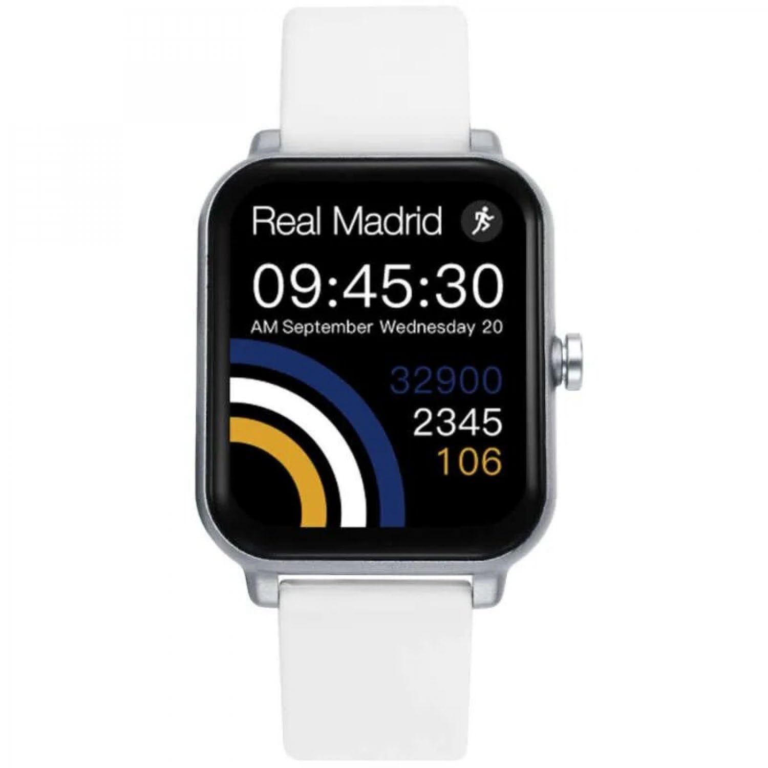 Real Madrid SmartWatch RM2001 Unisex 43,6 x 37,5 mm, elegancki, zaawansowane funkcje, biała, Nowoczesny