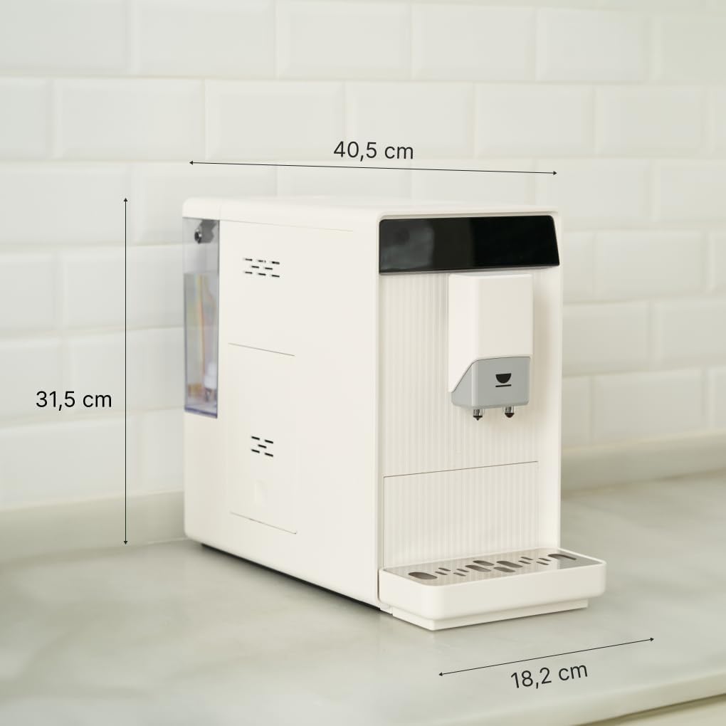 Incapto Aura Caffettiera Superautomatica | 19 Bar | Doppio Pulsante Espresso | Caffettiera a grana compatta e design elegante | Macinino regolabile | Pulizia automatica | Ricette multiple (bianco)