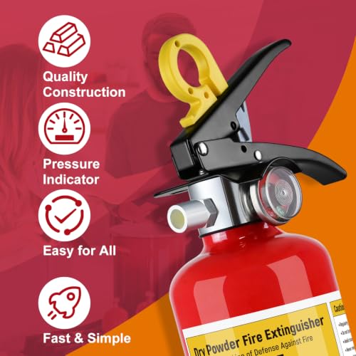 Image of 6 Pack ABC Dry Chemical Fire Extinguisher, 2.5 lb 1-A:10-B:C Fire Extinguisher for Home, Office, Boat, Truck, Quick Release Handle, Ideal for Electrical & Grease Fire