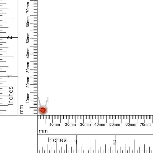 Miniatura 6 de Wishrocks Round Cut Bezel Set Simulated Birthstone Solitaire Pendant Silver Chain Necklace for Women in 14k Gold Plated 925 Sterling Silver Along