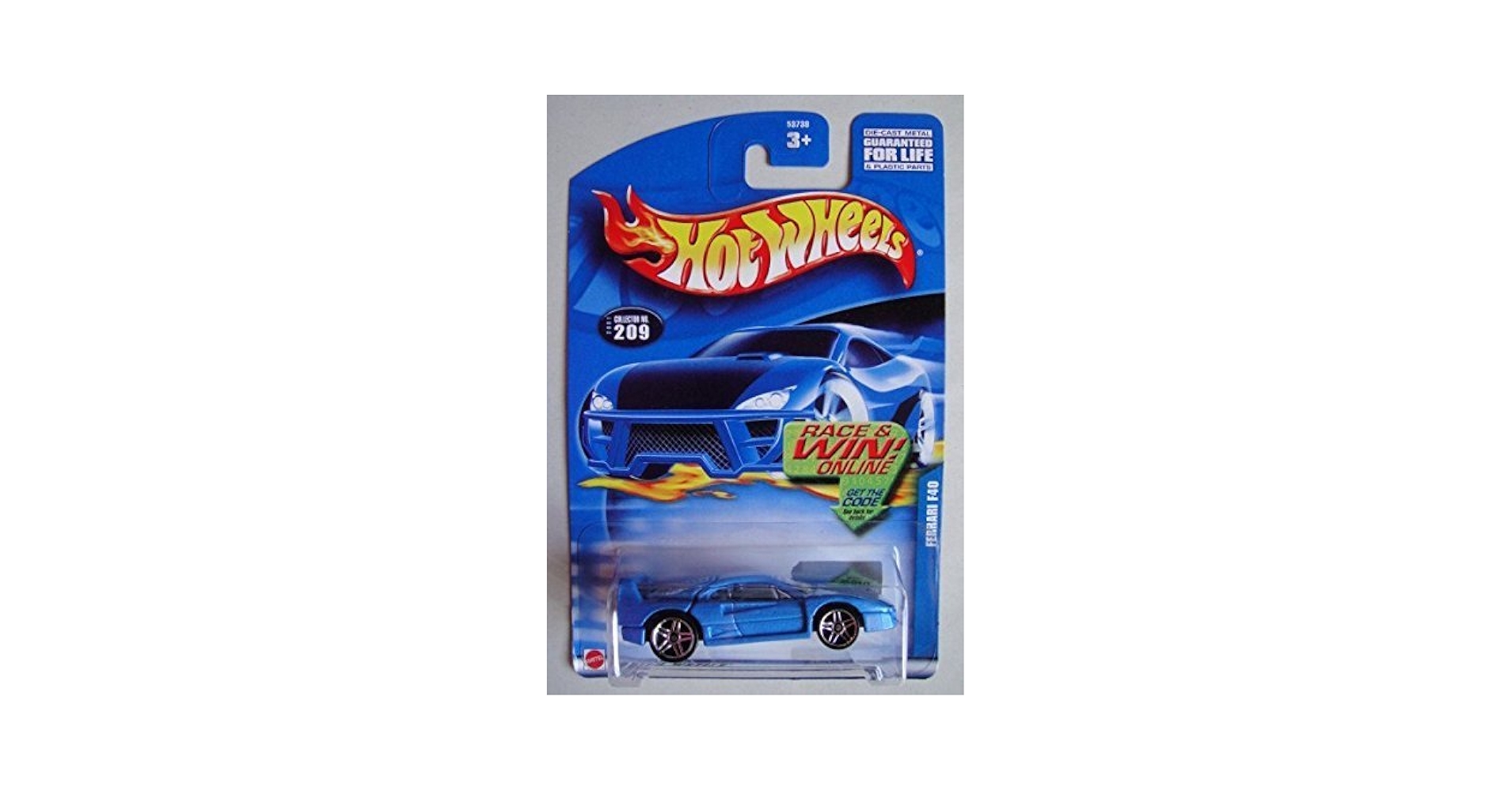 Amazon.com: HOT WHEELS BLUE FERRARI F40 #209 RACE & WIN