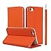 iCoverCase Genuine Leather Case for iPhone SE(2022)/SE(2020) iPhone 7/8, Wallet Case with Wrist Strap and Card Slots Magnetic Closure Kickstand Feature Flip Cover Case (Orange)