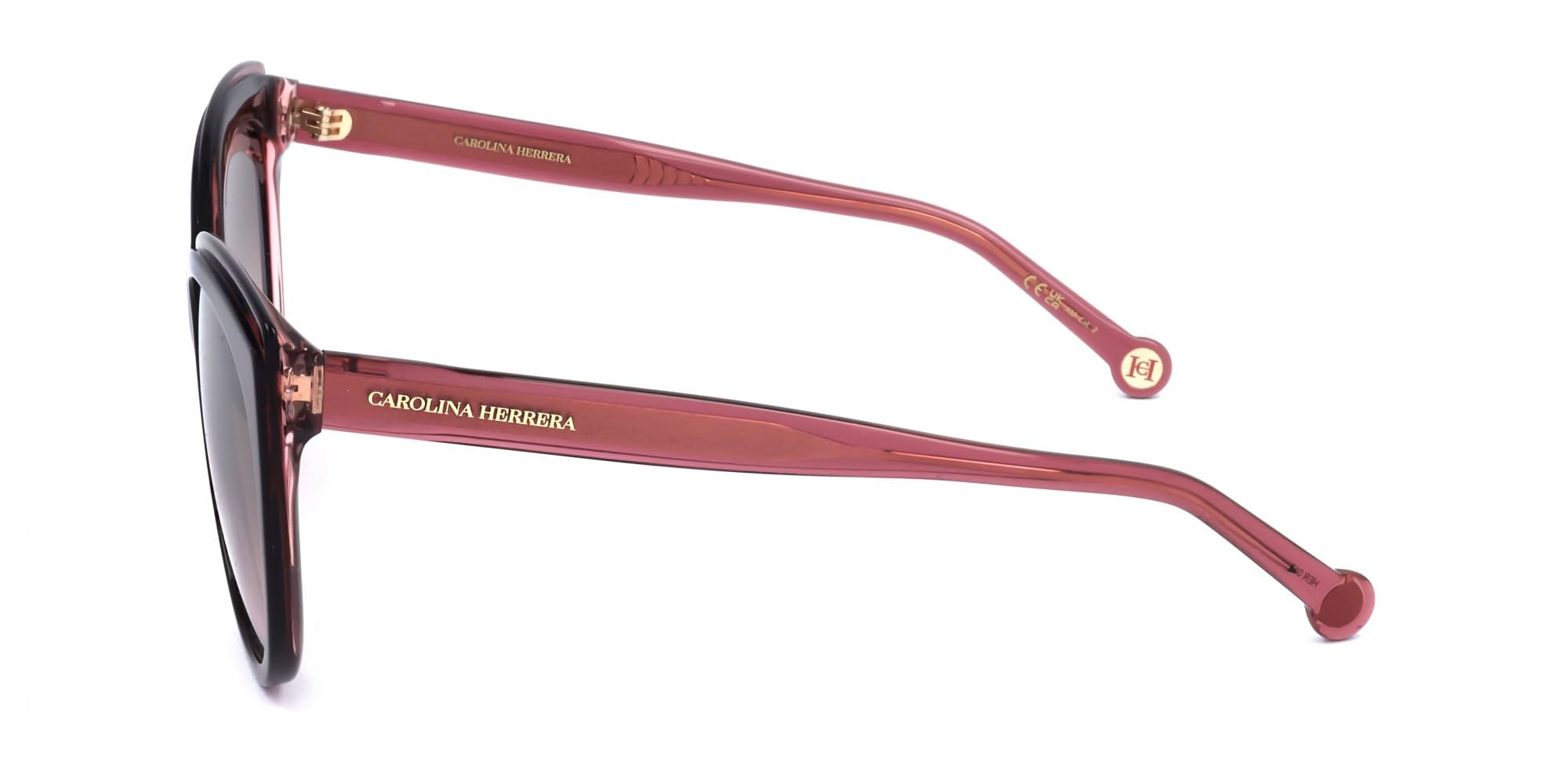 Carolina Herrera HER0175S - Occhiali da sole farfalla in acetato per donna, Rosso Borgogna, 57/19/145