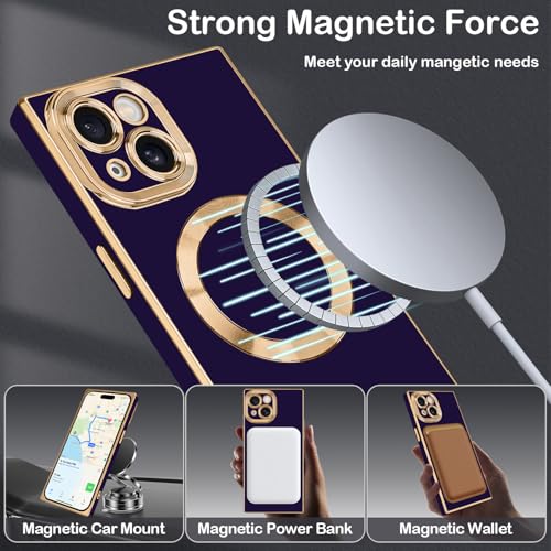 Coque iPhone 15 violette magnétique transparente avec dos antichoc - 2