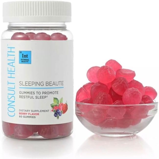 Consult Health Gomitas Sleeping Beaute con melatonina  Promueve un sueño reparador  Sabor natural a bayas  100% libre de drogas y gelatina  Ayuda