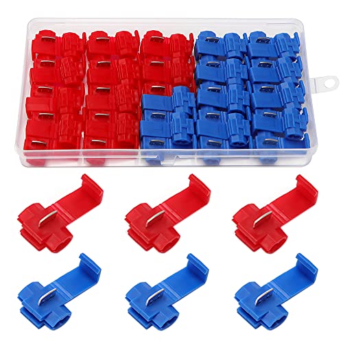 YIXISI 50 Piezas Conector Rama, Rápido Terminales de Empalme Crimp Electrical, Conectores de Empalme de Crimpado Alambre Aislado (25 Piezas Rojo, 25 Piezas Azul)