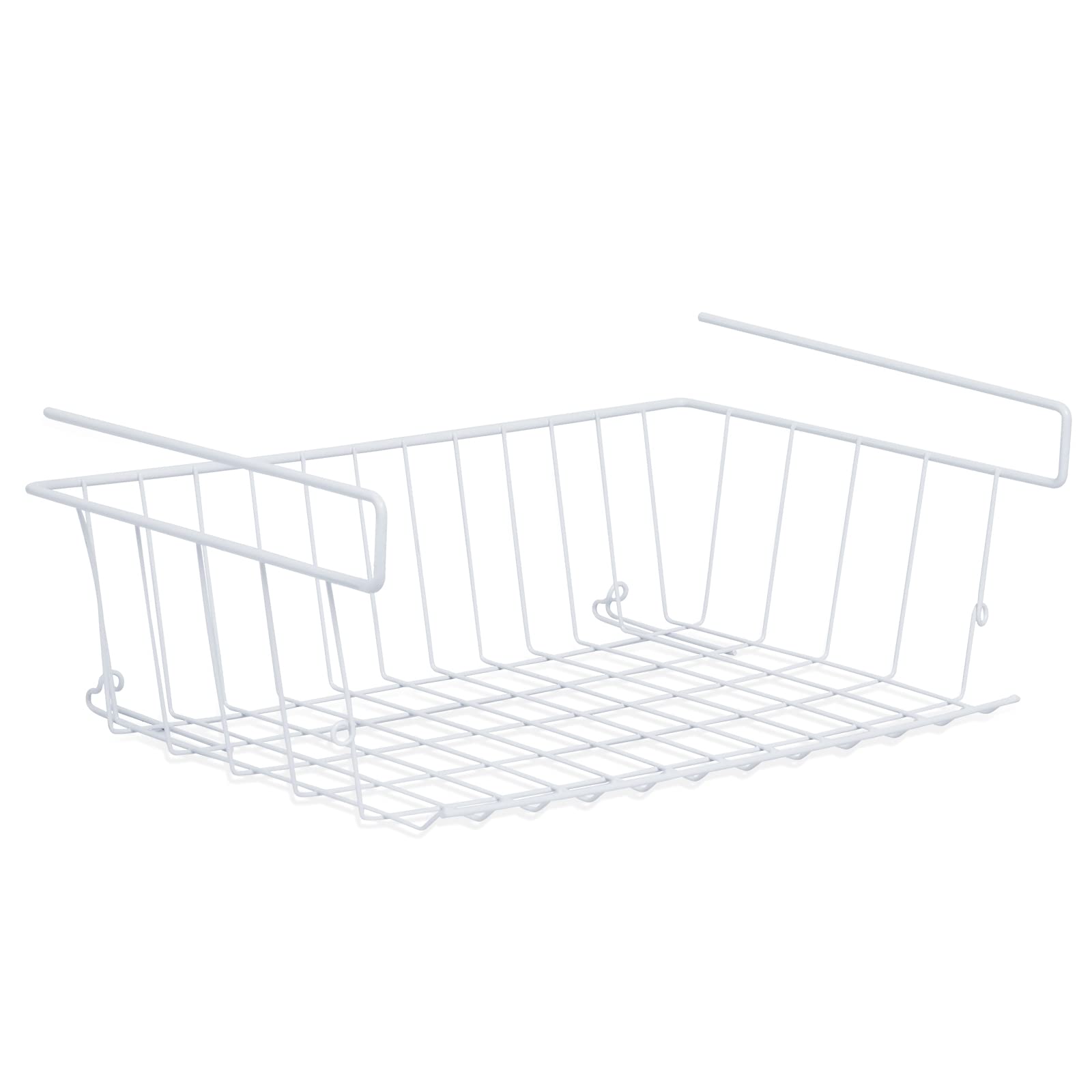 Winsome White Under Shelf Storage Baskets With Open Front, Versatile Shelf Basket Under Desk Hanging Wire Basket Organiser For Kitchen Shelves, Pantry, Office Desk And Cabinets |