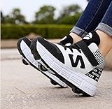 GUIOB Sportschuhe Mit Doppelrädern Schuhe Mit Rollen Mädchen Jungen Skateboardschuhe,Black-37