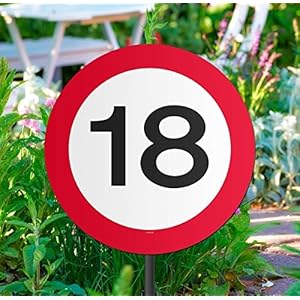 Folat 8714572050173 Gartenschild für Geburtstagsparty, Verkehrsschild, 18 Geburtstag