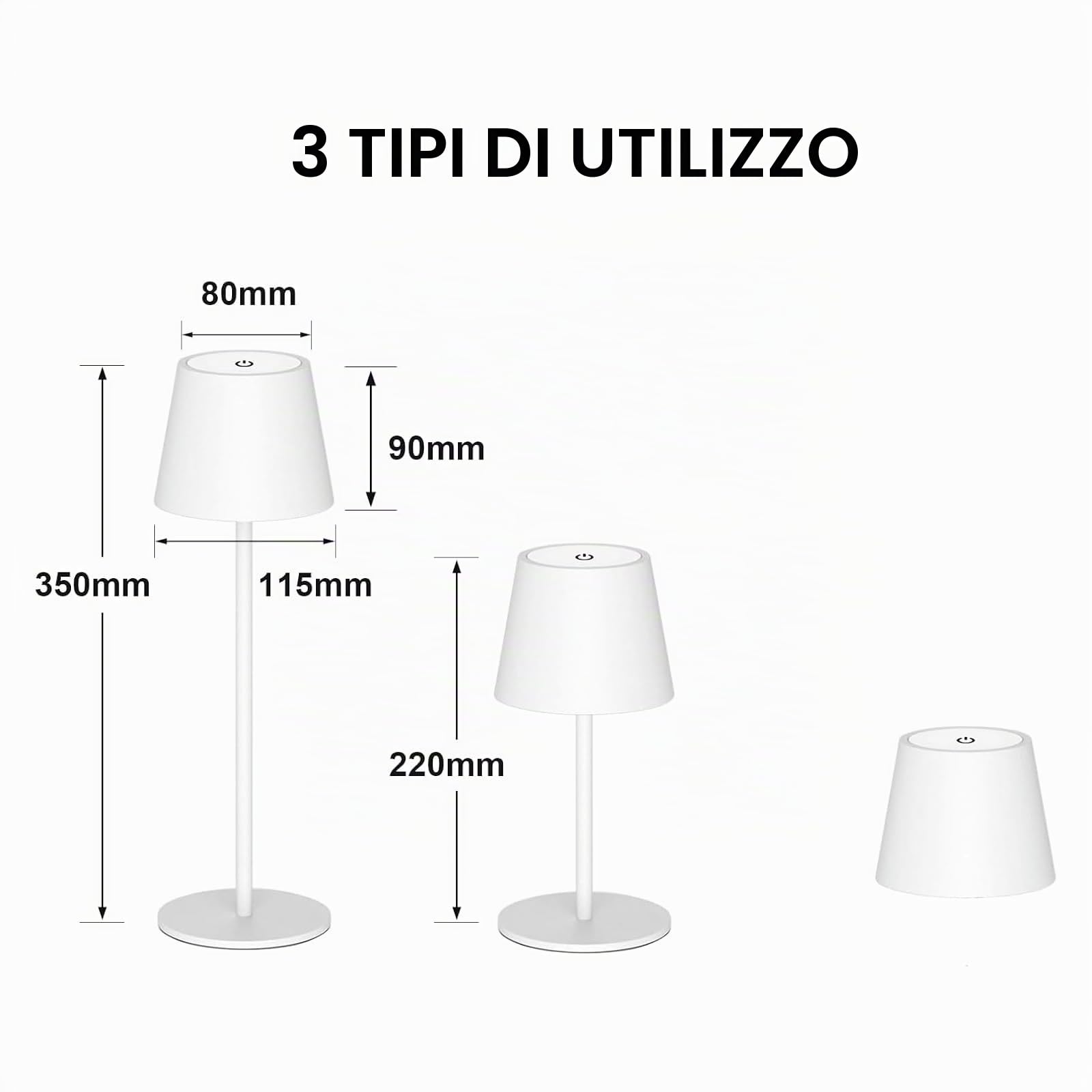 ANTELA Lampada da Tavolo LED Senza Fili Ricaricabile per Interni/Esterni