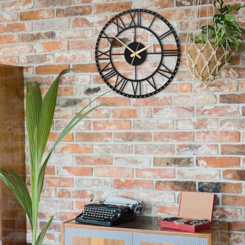Image of Stylish Metal Wall Clock for Living Room, Bedroom, Office, Kitchen, Home and Hall | Antique Fancy Big Size Modern Wall Watch for Home Decor (DA-114, 40 CM)