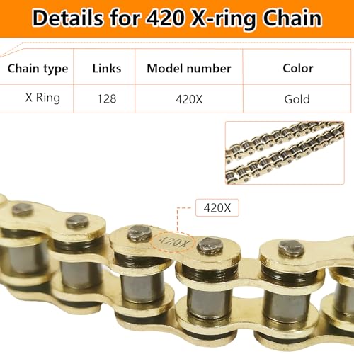 BIGLKNM 420 X-Ring Chain, 128 Links for 100cc 110cc 125cc Mini ATV Go Kart by BIGLKNM - Used condition - Image 2