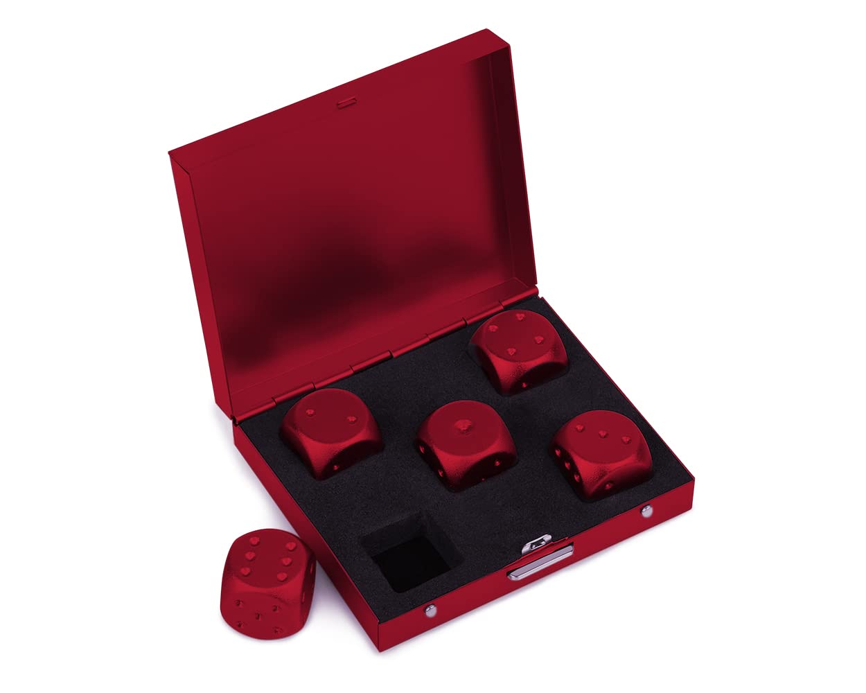 DS.DISTINCTIVE STYLE Aluminum Alloy Dice 5 Pieces 16mm Portable Metal Dices with Case 6 Sided Dice for Party Game