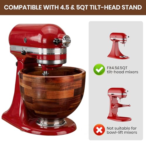 Tazón de madera para KitchenAid 5QT Acacia natural miniatura 4