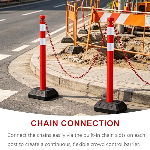 Image of OrangeStar 6 Pack Traffic Delineator Posts, 40 inch Crowd Control Stanchions