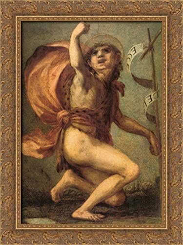 San Giovannino 18x24 Gold Ornate Wood Framed Canvas Art by Rosso Fiorentino