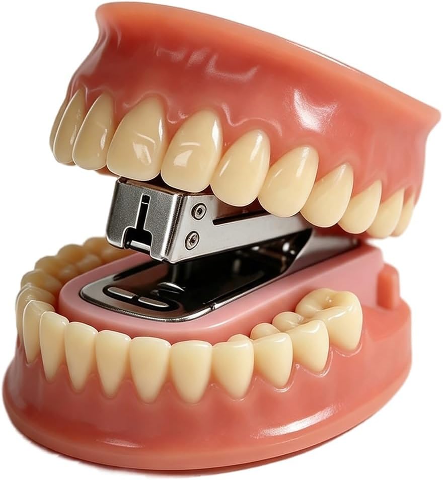 Funny Teeth Shaped Mini Desktop Office Stapler Novelty Gift C Denture