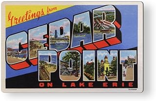 Greetings from Cedar Point Ohio Magnet for Car Fridge Locker Metal Door - 5" - Vintage Travel Postcard Style