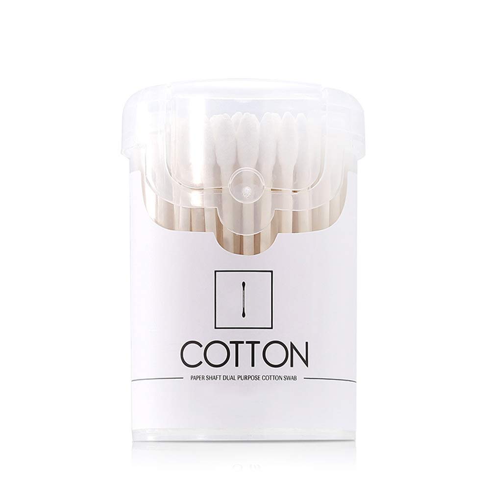PandaHome, 200 ct Bamboo Stick Cotton Swabs, Cotton Tipped Applicator Double Tipped, Purification Dust-Free Sterile Cotton Swab Using for Makeup Removal and Cleaning (200 ct with Smart Lid)