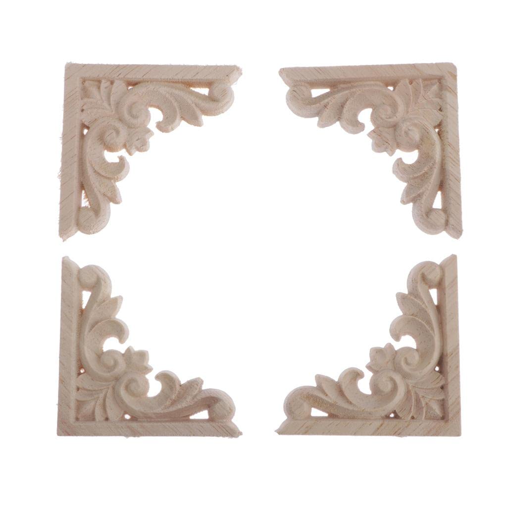 Natural Solid Wood Carved Applique Unpainted Decal Furniture Decors 6x6cm |Crafts | Multi-Purpose Craft Supplies | Crafting Pieces | Wooden Pieces-image-48