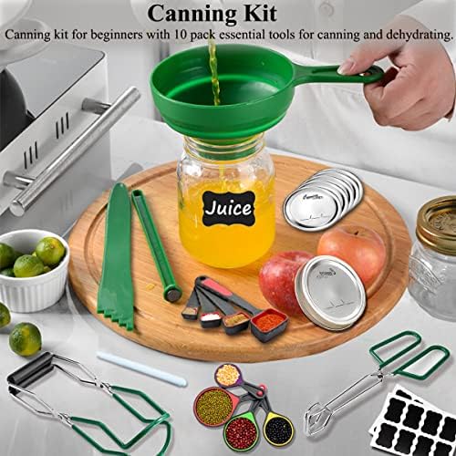 Canning Supplies Starter Kit, YIAE 23pcs Canning Kit Preserving Set Home Canning Tool Set Preserving Funnel Set for Canning Pot with 8pcs Measuring Tools, Label and Chalk for Food, Fruit and Pickle