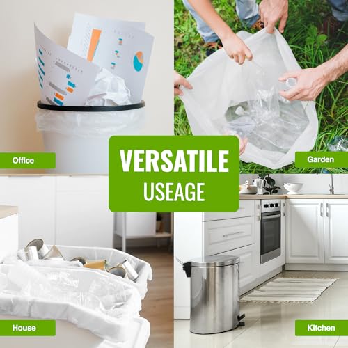 EcoBag 30 - Pack Heavy Duty White Bin Liners - 55L - 15 Microns - Extra Strong, Leak-Proof, Tear-Resistant Bags for Swing Bins, Kitchen, Home & Office (580x880mm) - Image 7