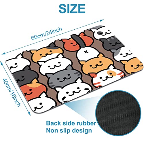 YISUMEI Cute Cartoon Cat Bathroom Mat, Non-Slip Super Absorption Bath Carpet with Rubber Backing - Image 2