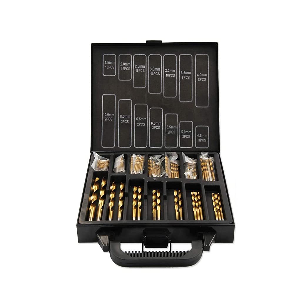 Juego de Brocas de 99 Piezas Brocas de Metal de Madera de plástico recubiertas de Titanio para Hierro Fundido, Cobre, Aluminio, plástico y Madera, etc.
