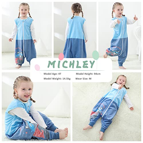 Michley Unisex Baby Wearable Blanket Autumn Winter Toddler Sleeveless Sleeping Bag With Feet,Blueweasel,5-6T #TOP5
