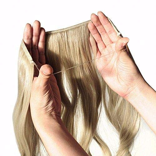 RemeeHi Human Hair Curly Hidden Micro Invisible Wire Hair Pieces For Women 25cm (20 inch 80g, 2# Dark Brown)