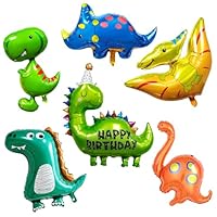 DAVBNM 6 Pieces Dinosaur Foil Balloons, Dinosaur Balloons for Dinosaur Birthday Decorations, Aluminum Mylar Helium Balloon for Jurassic Theme Birthday Party Supplies, Baby Shower Boys Girls