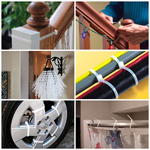 Albo Zip Ties White 8 Inch 1000 Pack Plastic Cable Ties Thick 0.14 Inch Tie Wraps Heavy Duty 40 Lb Uv Resistant Nylon Wire Ties For Indoor And Outdoor #TOP6