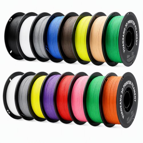 YUANEANG PLA 3D Printer Filament Bundle, Pla Filament Monochrome Color 1.75mm PLA for Most FDM 3D Printer, 1KG X 16 Spoo