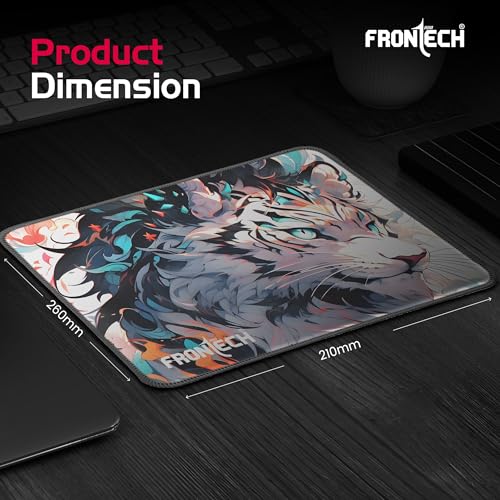 Image of FRONTECH Gaming Mouse Pad | 300mm x 250mm x 2mm | Ultra-Smooth Micro-Textured Surface | Non-Slip Rubber Base | Stitched Edges (MSP-0063 Grey)